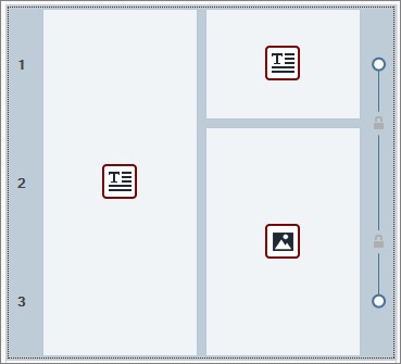 Das Objekt in Spalte 1 belegt die Zeilen 4, 5 und 6. Diese werden automatisch verbunden und können nicht getrennt werden.